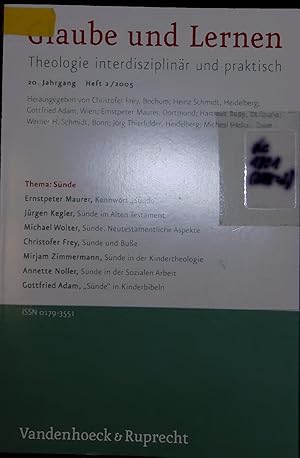 Imagen del vendedor de Glaube und Lernen. Thema: Snde. Theologie interdisziplinr und praktisch. 20. Jahrgang, Heft 2/2005 a la venta por Antiquariat Bookfarm