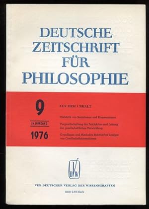 Bild des Verkufers fr Deutsche Zeitschrift fr Philosophie. 24. Jahrgang. Nr. 9 - 1976. zum Verkauf von Antiquariat Ralf Rindle