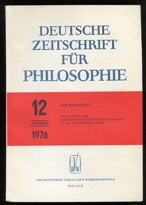 Bild des Verkufers fr Deutsche Zeitschrift fr Philosophie. 24. Jahrgang. Nr. 12 - 1976. zum Verkauf von Antiquariat Ralf Rindle