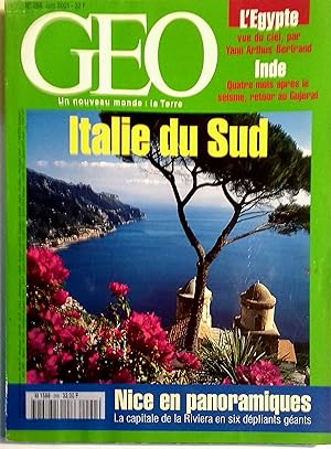 Géo N° 268. Italie du Sud, Egypte, Inde, Nice en panoramique Juin 2001.