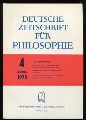 Bild des Verkufers fr Deutsche Zeitschrift fr Philosophie. 23. Jahrgang. Nr. 4 - 1975. zum Verkauf von Antiquariat Ralf Rindle