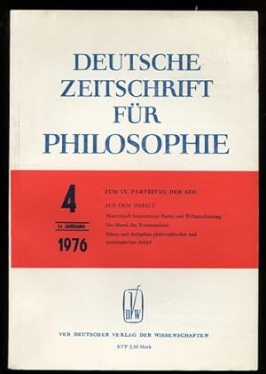 Bild des Verkufers fr Deutsche Zeitschrift fr Philosophie. 24. Jahrgang. Nr. 4 - 1976. zum Verkauf von Antiquariat Ralf Rindle