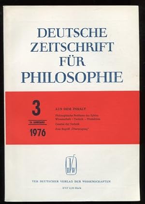 Bild des Verkufers fr Deutsche Zeitschrift fr Philosophie. 24. Jahrgang. Nr. 3 - 1976. zum Verkauf von Antiquariat Ralf Rindle