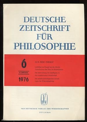 Bild des Verkufers fr Deutsche Zeitschrift fr Philosophie. 24. Jahrgang. Nr. 6 - 1976. zum Verkauf von Antiquariat Ralf Rindle