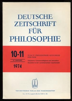 Bild des Verkufers fr Deutsche Zeitschrift fr Philosophie. 22. Jahrgang. Nr. 10-11 - 1974. zum Verkauf von Antiquariat Ralf Rindle