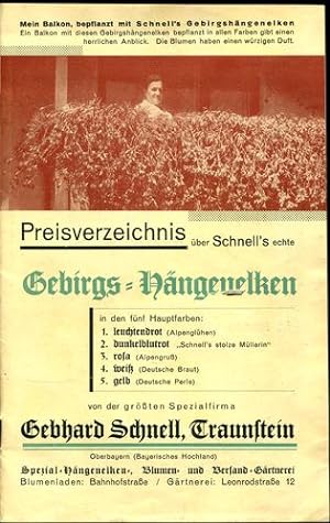 Seller image for Gebirgs-Hngenelken. Preisverzeichnis 1938. for sale by Antiquariat Ralf Rindle