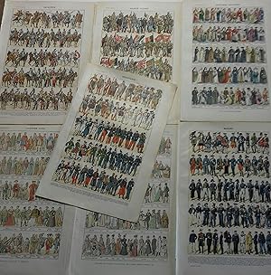 Seller image for Costumes civils, religieux, Marine, Infanterie, Cavalerie, Grande Guerre. 7 planches en couleurs extraites du Larousse universel en 2 volumes. for sale by Librairie Et Ctera (et caetera) - Sophie Rosire