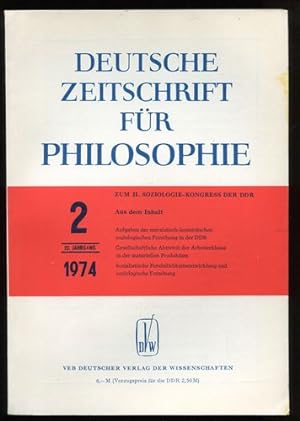 Bild des Verkufers fr Deutsche Zeitschrift fr Philosophie. 22. Jahrgang. Nr. 2 - 1974. zum Verkauf von Antiquariat Ralf Rindle