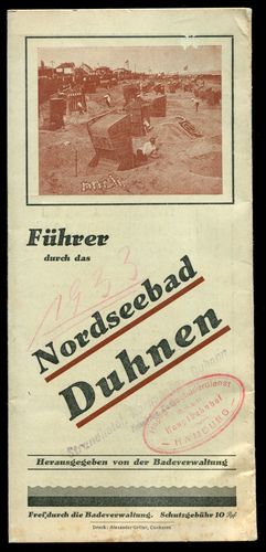 Bild des Verkufers fr Fhrer durch das Nordseebad Duhnen - 1933. Beiliegend: Wohnungsliste 1933. zum Verkauf von Antiquariat Ralf Rindle