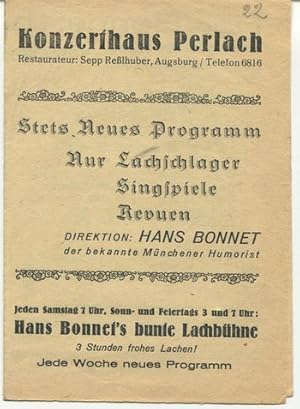 Hans Bonnet`s bunte Lachbühne. Programm vom 25. und 26. Dezember 1943. Gesamtleitung: Hans Bonnet...