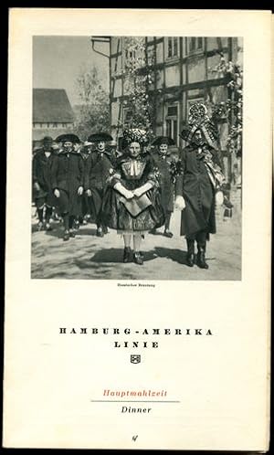 Imagen del vendedor de An Bord der "Hamburg", 8. Mai 1939. Speisekarte: Hauptmahlzeit / Dinner. a la venta por Antiquariat Ralf Rindle