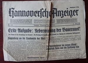 Bild des Verkufers fr Hannoverscher Anzeiger. Nummer 118. 20. Mai 1933. Schlagzeile: Erste Aufgabe: Ueberwindung der Bauernnot ! zum Verkauf von Antiquariat Ralf Rindle