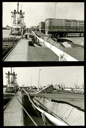 17 verschiedene Originalfotos zur Absenkung am Container Terminal in Bremerhaven 1975.