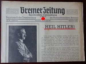 Bremer Zeitung - Norddeutsche Volkszeitung. Parteiamtliche Tageszeitung. Nr. 109. 20. April 1944....