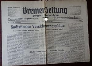 Bremer Zeitung - Bremer Nachrichten. Parteiamtliche Tageszeitung der Nationalsozialisten Bremens....