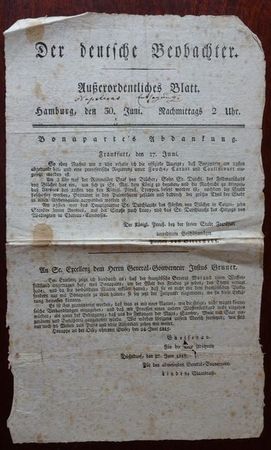 Der deutsche Beobachter. Außerordentliches Blatt. Hamburg, den 30. Juni 1815, Nachmittags 2 Uhr: ...