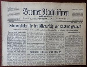 Bild des Verkufers fr Bremer Nachrichten mit Weser Zeitung. Nr. 90 - 31. Mrz 1944. Schlagzeile: Sndenbcke fr den Misserfolg von Cassino gesucht. zum Verkauf von Antiquariat Ralf Rindle