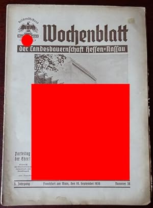 Seller image for Wochenblatt der Landesbauernschaft Hessen-Nassau. 3. Jahrgang. Nummer 38. 19. September 1936. for sale by Antiquariat Ralf Rindle