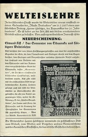 Welteislehre. Bücher aus dem Verlag Koehler & Amelang. Verlagskatalog 1937.