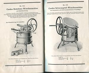 Cordes Katalog: Waschmaschinen, Wringer, Buttermaschinen, Kasten- und Leiterwagen, Elektromotoren.