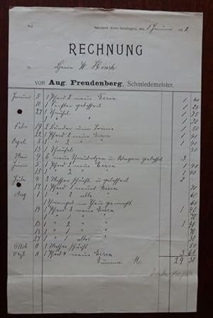 Aug. Freudenberg, Schmiedemeister, Neuland (Kreis Kehdingen): Rechnung 1917.