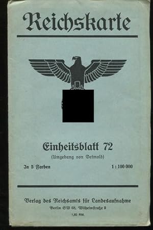 Reichskarte. Einheitsblatt 72 - Umgebung von Detmold. Maßstab: 1 : 100.000. 5 Farben.