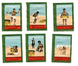 6 Reklamemarken: Immalin Lederputzmittel.