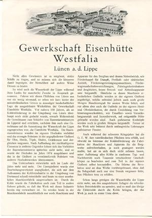 Image du vendeur pour Werbeanzeige: Gewerkschaft Eisenhtte Westfalia, Lnen an der Lippe. mis en vente par Antiquariat Ralf Rindle