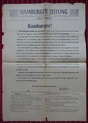 Hamburger Zeitung: Extra-Ausgabe vom 3. Mai 1945 - zur Kapitulation Hamburgs und Übergabe der Sta...