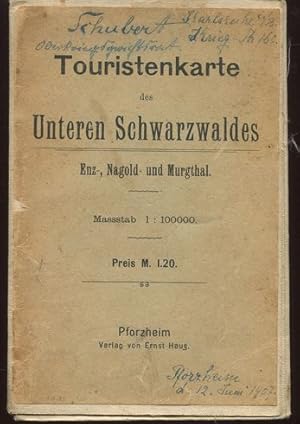 Touristen-Karte des unteren Schwarzwaldes, Enz-, Nagold-, Margthal. 1 : 100000 - vierfarbig. Nach...