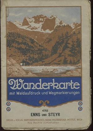 Wanderkarte mit Waldaufdruck und Wegmarkierungen. Enns und Steyr - 4753. Maßstab 1 : 75.000.