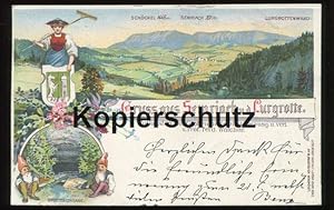 Bild des Verkufers fr Postkarte: Gruss aus Semriach u. d. Lurgrotte. Litho. Zugunsten des Grottenfonds phot., herausg. u. verl. v. Prof. Ferd. Walcher. zum Verkauf von Antiquariat Ralf Rindle