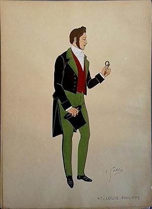 Costume d'homme sous Louis-Philippe. Gravure en couleurs extraite du portfolio d'Emile Gallois : ...