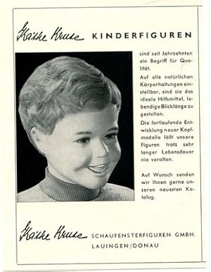 Imagen del vendedor de Werbeanzeige: Kthe Kruse Schaufensterfiguren - Kinderfiguren. a la venta por Antiquariat Ralf Rindle