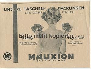 Imagen del vendedor de Werbeanzeige: Mauxion Schokolade - Taschen-Packungen - 1927. a la venta por Antiquariat Ralf Rindle