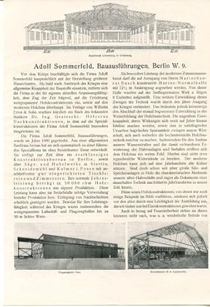 Seller image for Werbeanzeige: Adolf Sommerfeld, Bauausfhrungen, Berlin. for sale by Antiquariat Ralf Rindle