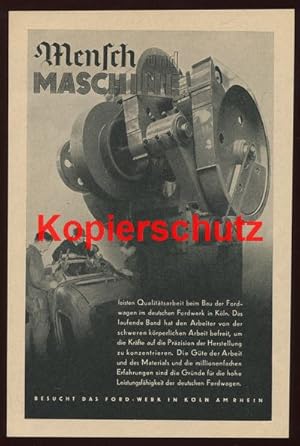 Image du vendeur pour Werbeanzeige: Ford: Mensch und Maschine leisten Qualittsarbeit - 1938. mis en vente par Antiquariat Ralf Rindle