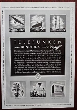 Seller image for Werbeanzeige: Telefunken und Rundfunk - ein Begriff! - 1941. for sale by Antiquariat Ralf Rindle