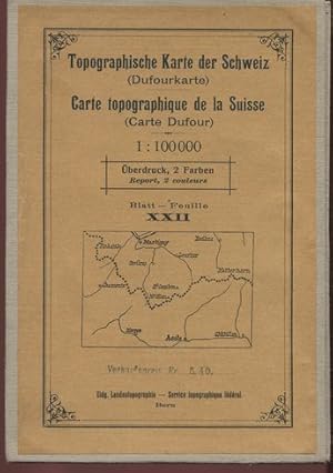 Topographische Karte der Schweiz (Dufourkarte). Blatt XXII. Maßstab 1 : 100.000. Überdruck - 2 Fa...