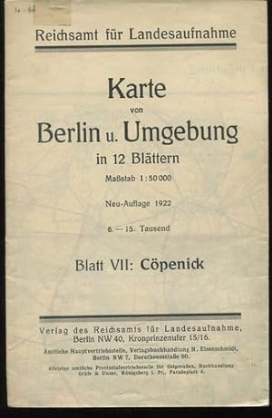 Karte von Berlin und Umgebung in 12 Blättern. Blatt XII: Fürstenwalde. Maßstab 1 : 50.000. Farbig.