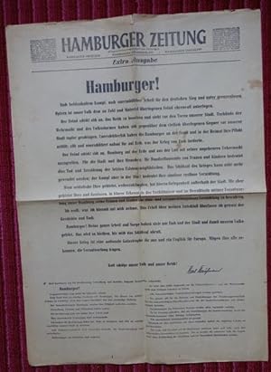 Hamburger Zeitung: Extra-Ausgabe vom 3. Mai 1945 - zur Kapitulation Hamburgs und Übergabe der Sta...