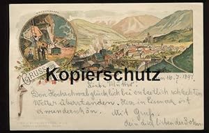 Bild des Verkufers fr Postkarte: Gruss aus Eisenerz. Litho. zum Verkauf von Antiquariat Ralf Rindle