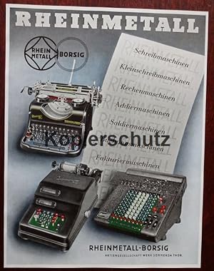 Bild des Verkufers fr Werbeanzeige: Rheinmetall-Borsig AG, Werk Smmerda: Schreibmaschinen, Rechenmaschinen . - 1941. zum Verkauf von Antiquariat Ralf Rindle