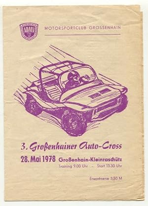 Bild des Verkufers fr Programm: 3. Groenhainer Auto-Cross. 28. Mai 1978 Groenhain-Kleinraschtz. zum Verkauf von Antiquariat Ralf Rindle