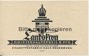 Seller image for Werbeanzeige: Landskron - Haus Neuerburg Zigaretten, Kln - 1924. Grafik: H. R. Erdt / F. Kkenthal. for sale by Antiquariat Ralf Rindle