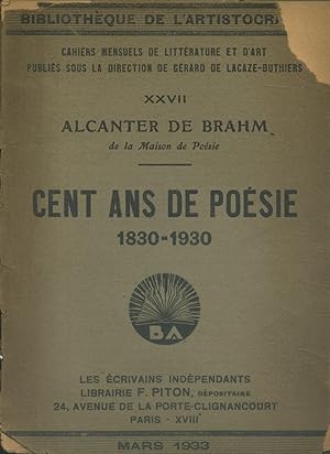 Imagen del vendedor de Cent ans de posie. Mars 1933. a la venta por Librairie Et Ctera (et caetera) - Sophie Rosire