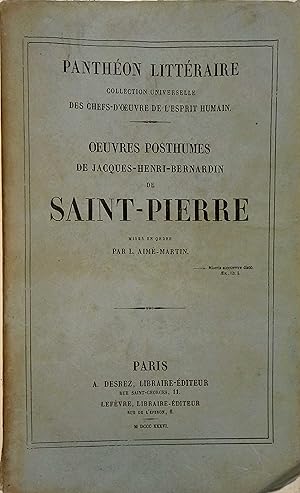 Bild des Verkufers fr Oeuvres posthumes de Jacques-Henri-Bernardin de Saint-Pierre. zum Verkauf von Librairie Et Ctera (et caetera) - Sophie Rosire