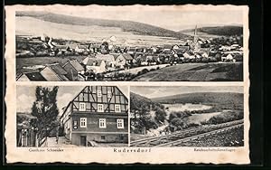 Ansichtskarte Rudersdorf /Kr. Siegen, Gasthaus Th. Schneider, RAD-Lager, Teilansicht