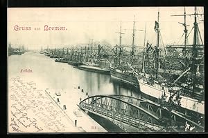 Bild des Verkufers fr Ansichtskarte Bremen, Perspektive aus dem Freihafen zum Verkauf von Bartko-Reher