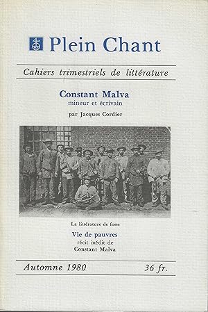 CONSTANT MALVA MINEUR ET ECRIVAIN- VIE DE PAUVRES (Récit inédit)